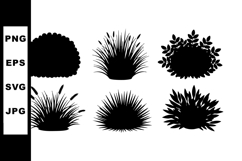 Silhouette bush and grass vector collection with diverse sha Product Image 1