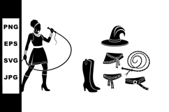 Female Cowboy with Lasso Whip and Western Accessories Vector Product Image 1
