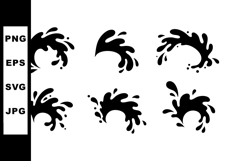 Water splash vector set with black paint splash shapes natur Product Image 1