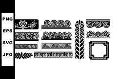 Decorative Greek Ornament Patterns Vector with Classic Black Product Image 1