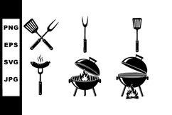 Barbecue grill and utensils cooking food vector illustration Product Image 1