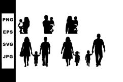 Family Silhouettes Holding Children Vector Illustration for Product Image 1