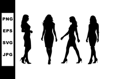 Female silhouettes walking in high heels vector illustration Product Image 1