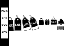 Sale shopping bag price tags gift box barcode bell vector il Product Image 1