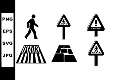 Pedestrian Crossing Signs and Symbols Vector Illustration fo Product Image 1
