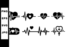 Heartbeat pulse icons with heart shapes and medical symbols Product Image 1
