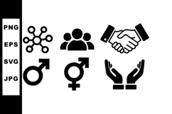 Gender Symbols Network Group Handshake and Care Icons Vector Product Image 1