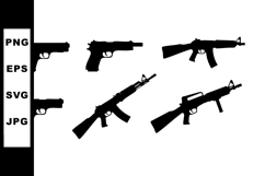Silhouettes of Various Guns and Rifles Vector Illustration i Product Image 1