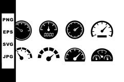Speedometer and Tachometer Vector Icons Set in Black and Whi Product Image 1