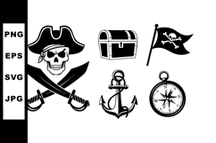 Pirate Symbols Skull Crossed Swords Treasure Chest Anchor Co Product Image 1
