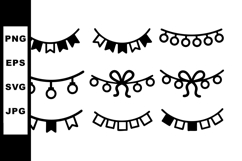 Decorative festive garlands and bunting vector illustration Product Image 1