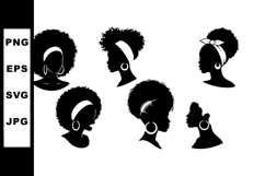 Silhouette African American Women Hairstyles Vector Illustra Product Image 1