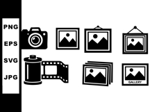 Photography and photo gallery icon set with camera film roll Product Image 1