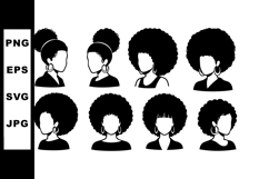Silhouettes of women with afro hairstyles and hoop earrings Product Image 1