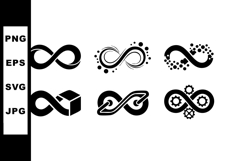 Infinity symbol variations vector set with abstract and geom Product Image 1