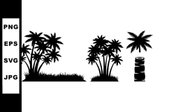 Tropical palm trees silhouette with grass and stacked barrel Product Image 1