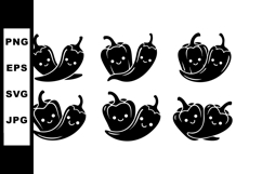 Cute chili pepper vector illustration with smiling faces in Product Image 1