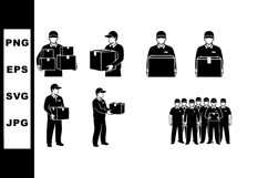 Delivery workers carrying packages and group of delivery men Product Image 1