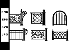 Ornamental wrought iron fences and gates vector illustration Product Image 1