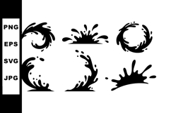 Black ink splashes vector set with various splash shapes and Product Image 1