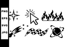 Collection of black icon symbols including star, cursor, fir Product Image 1