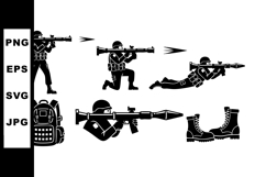 Soldiers with rocket launchers and military gear vector illu Product Image 1