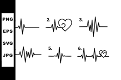 Heartbeat pulse line vector set with heart icons for medical Product Image 1