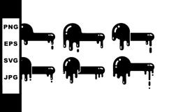 Dripping black liquid paint splatter vector illustration set Product Image 1