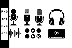 Microphone headphones sound wave play button media control i Product Image 1