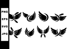 Black Wing Silhouettes Vector Set with Various Feathered Fly Product Image 1