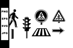 Pedestrian Crossing Traffic Signs and Signals Vector Illustr Product Image 1