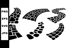 Tire Tracks Vector Illustration with Various Patterns in Bla Product Image 1