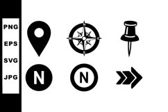Location map pin compass navigation pointer arrow vector ico Product Image 1