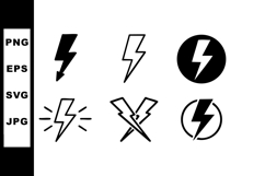 Electric lightning bolt icons set in various styles vector i Product Image 1