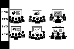 Business meeting presentation icons with charts and graphs v Product Image 1