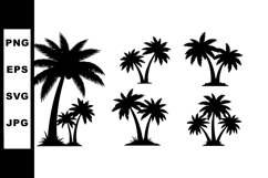 Black Silhouette Palm Trees Vector Collection for Tropical a Product Image 1