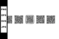 QR code set with five different black and white digital matr Product Image 1
