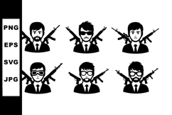 Businessmen with assault rifles vector illustration in black Product Image 1
