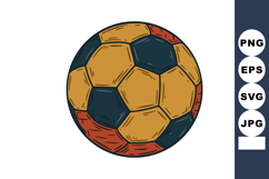 Soccer ball with orange, black, and red panels in classic vi Product Image 1