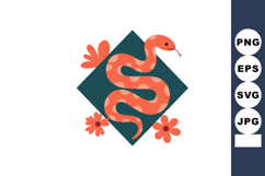 Orange snake with spots coiled on dark green diamond shape s Product Image 1