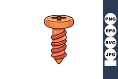 Orange screw with red thread vector illustration for constru Product Image 1