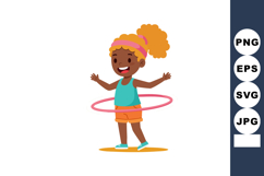 Girl playing with pink hula hoop wearing turquoise tank top Product Image 1