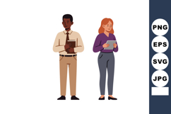 Two diverse professionals standing with digital tablet and b Product Image 1