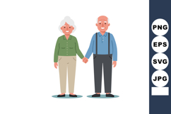 Elderly couple holding hands smiling together in casual clot Product Image 1