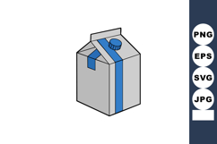Milk carton packaging with blue cap and stripe isolated on w Product Image 1