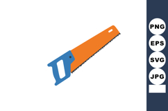 Handsaw tool with blue handle and orange blade for woodworki Product Image 1
