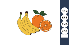 Bananas and orange with leaves fresh tropical fruits healthy Product Image 1