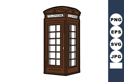 Vintage brown telephone booth with glass windows and classic Product Image 1