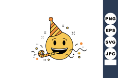 Happy smiling face emoji with party hat and blower celebrati Product Image 1