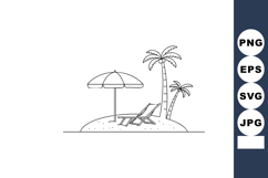 Beach scene with lounge chair umbrella and palm trees vector Product Image 1